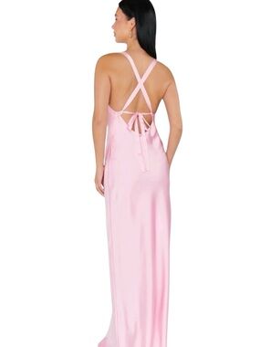 Show Me Your Mumu Anderson Maxi Dress Womens Small Light Pink Luxe Satin Lined